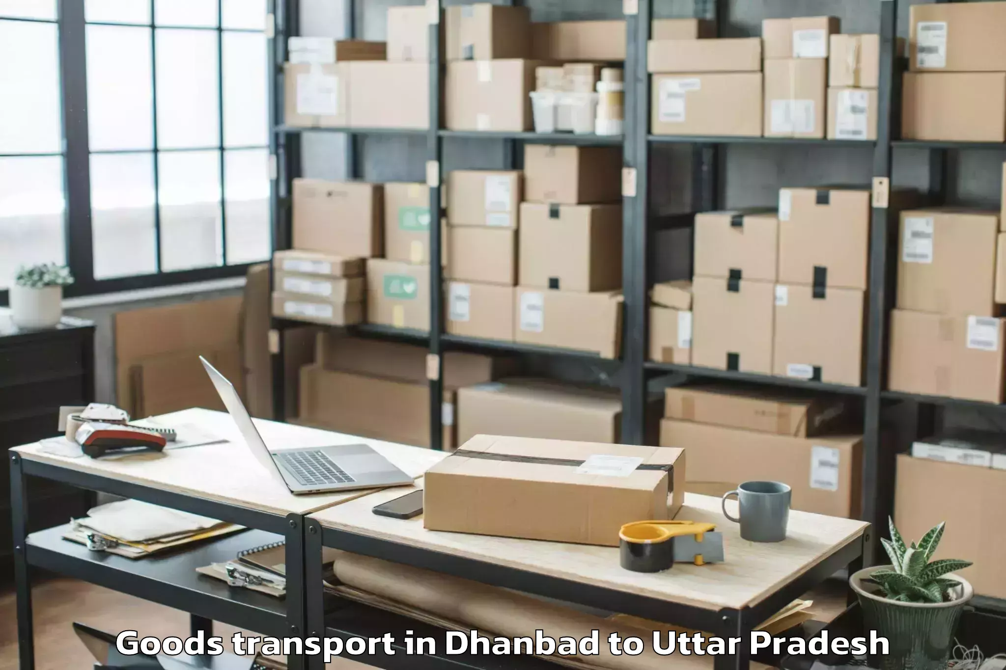 Top Dhanbad to Etmadpur Goods Transport Available